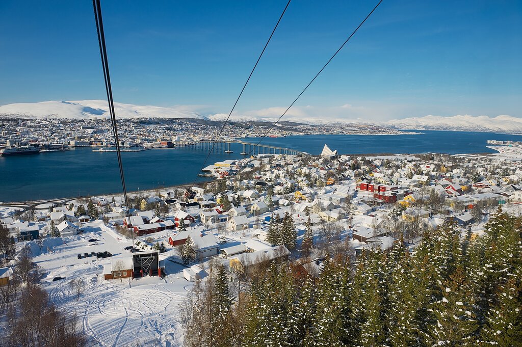 Get a birds-eye view of Tromsø from the cable car and platform