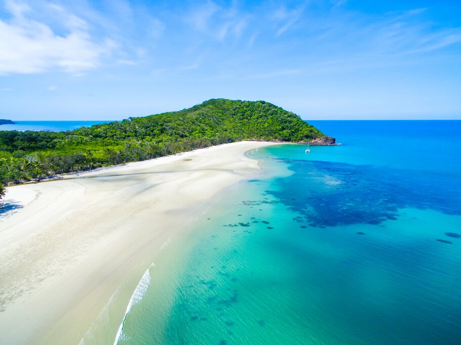 Aerial view of the coast of Cape Tribulation