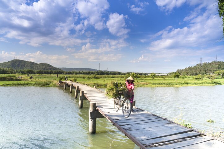 Biking through the peaceful countryside