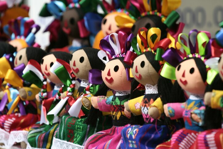 Colorful dolls at a local Oaxaca market