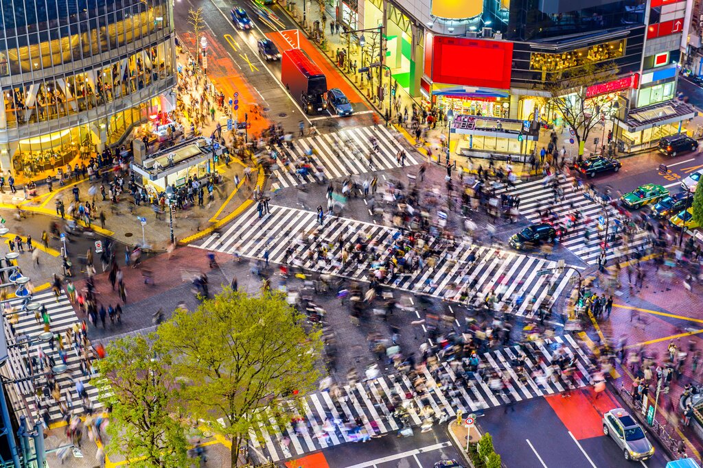 Tokyo's Shibuya Scramble, considered the world's busiest pedestrian crossing