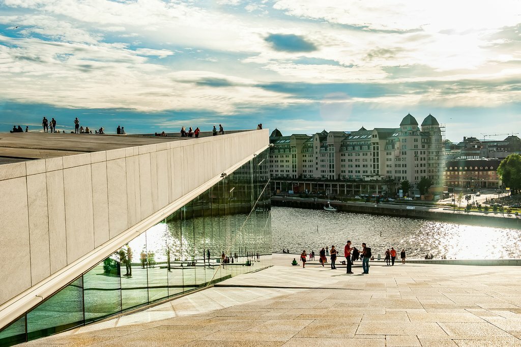 Oslo's embankment at Sunset