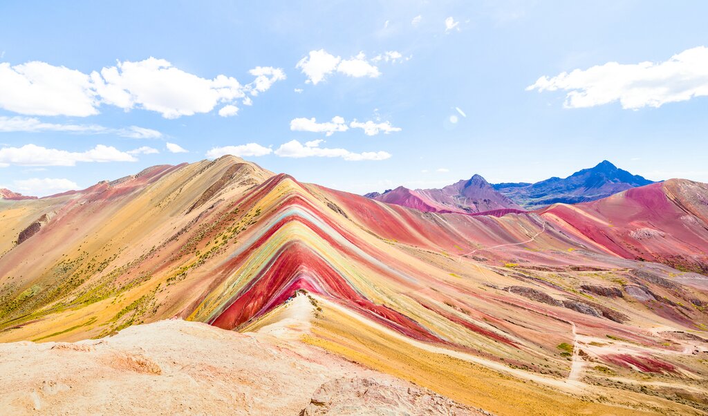 The beautiful and colorful landscapes of the Vinicunca Rainbow Mountain