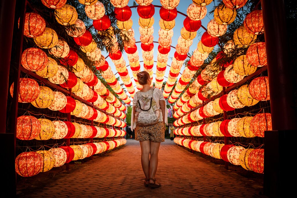 Walk amid the famous lanterns of Hoi An