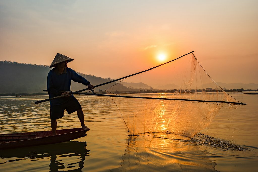 Fisherman on the Mekong River