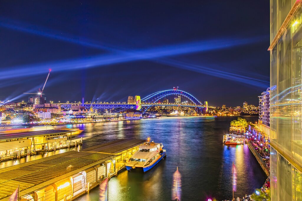City lights over Sydney's Circular Quay