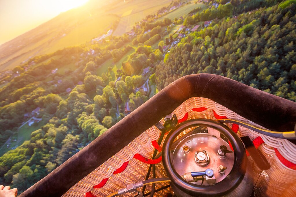 hot-air balloon from basket perspective