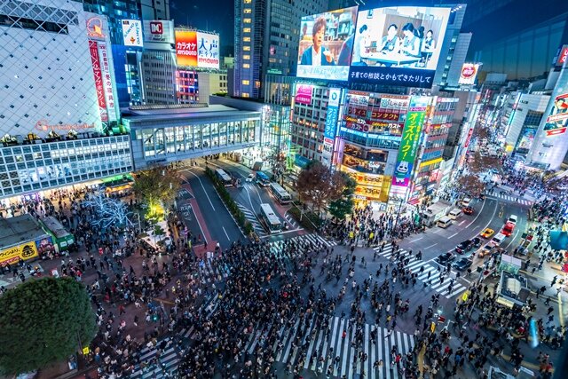 Night time in Shibuya district