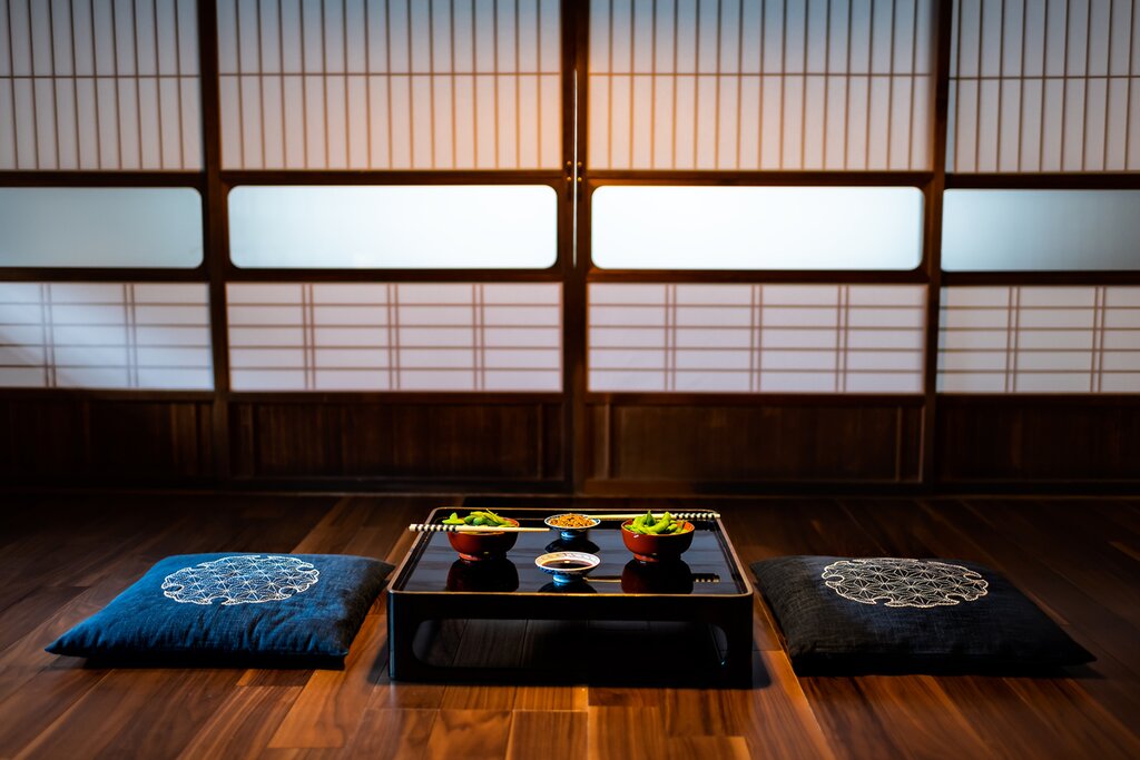 Traditional japanese place setting in ryokan