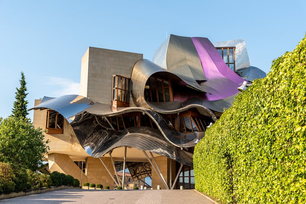 Settle into the Gehry-designed Hotel Marqués de Riscal in northern Spain's La Rioja region