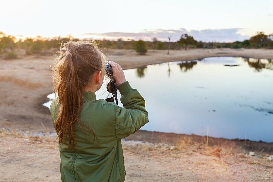 Young girl on African safari