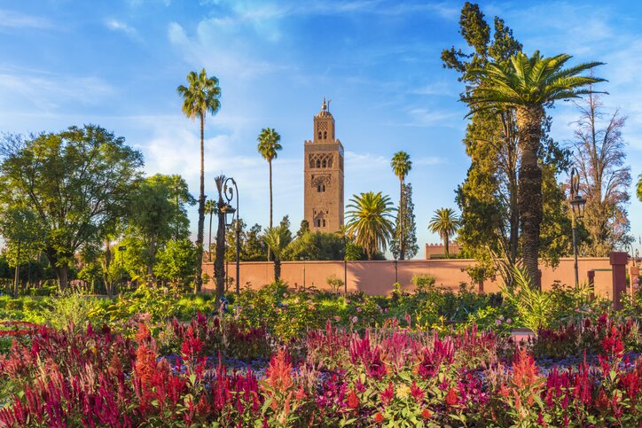 The towering minaret of Koutoubia Mosque