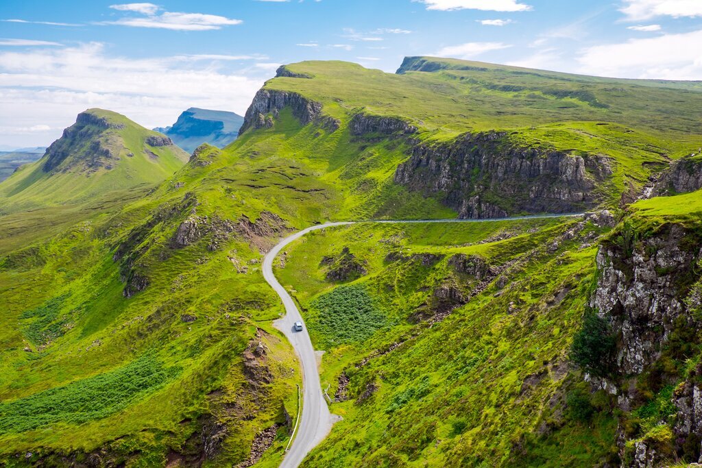 Drive through the geological formations on the Scottish Isle of Skye