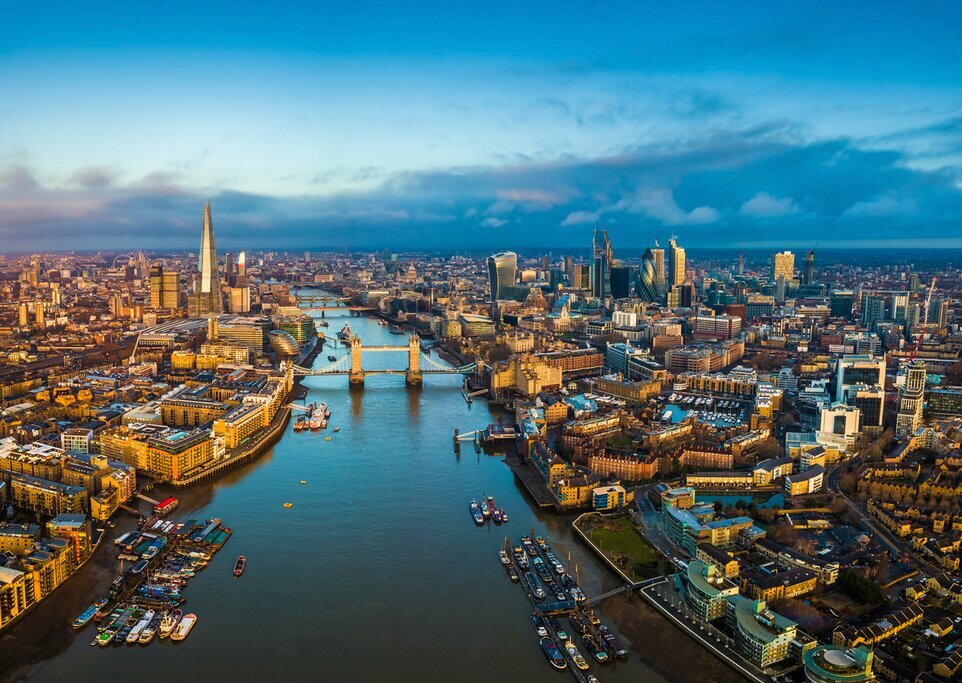 Twilight over London's River Thames
