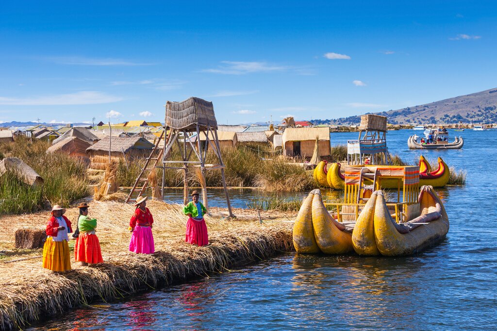 Uros locals on Lake Titicaca's floating islands