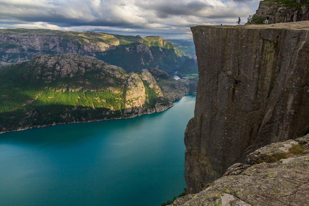 Take a challenging hike to Preikestolen, or Pulpit Rock, above the Lysefjord