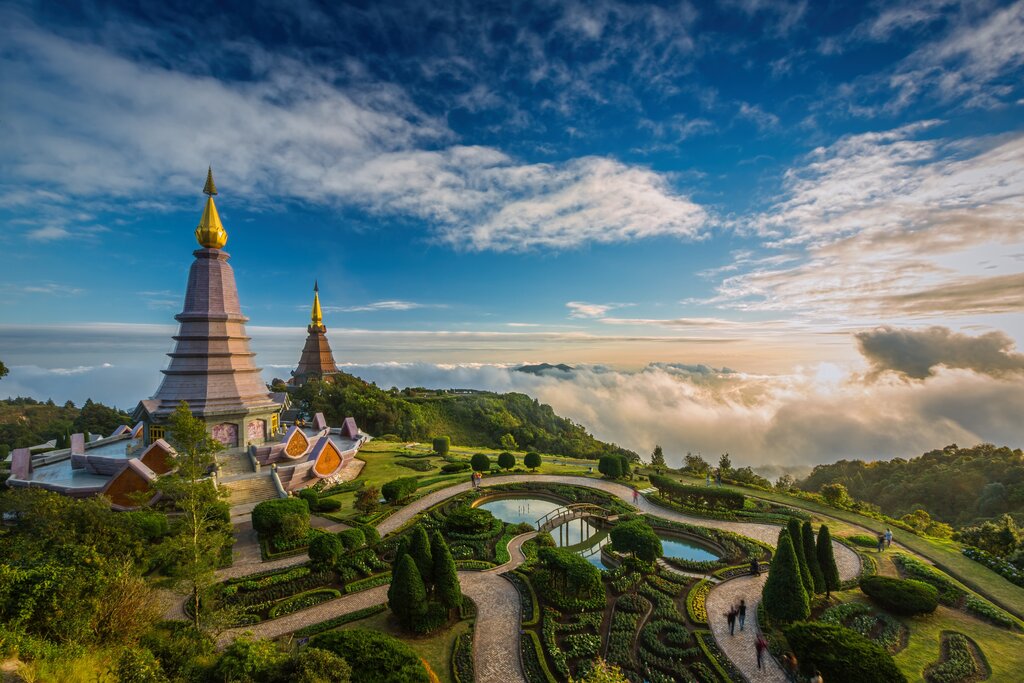 two pagodas on the top of Inthanon mountain
