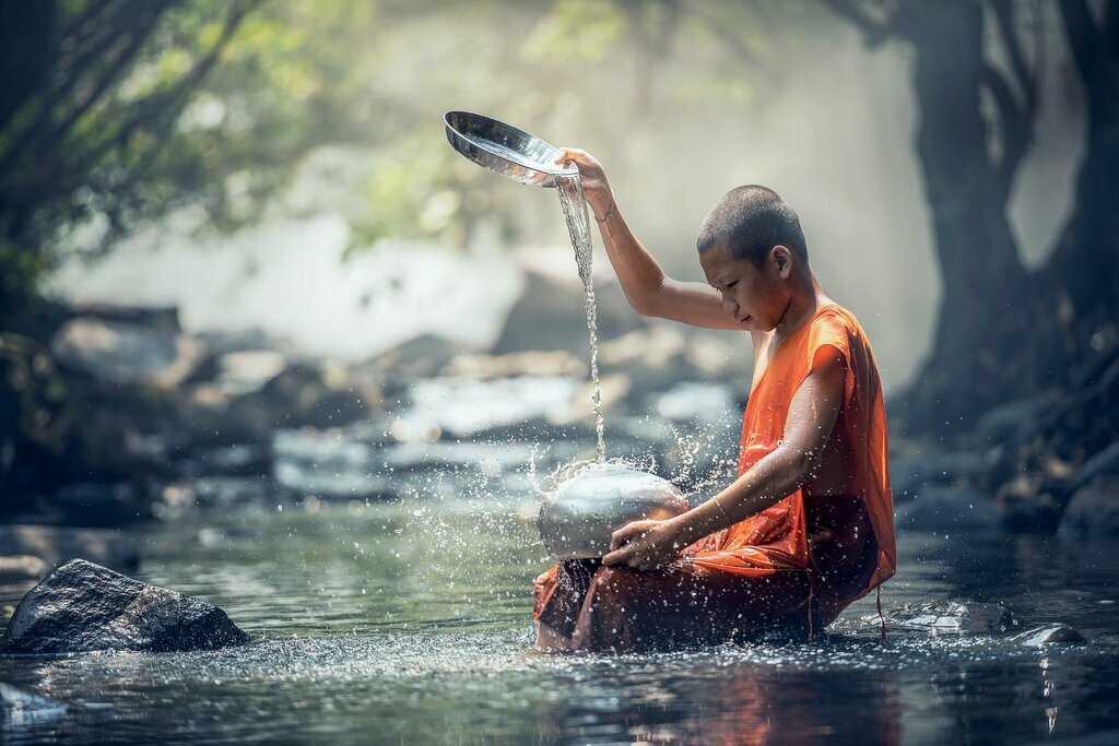 A young Buddhist monk in Thailand