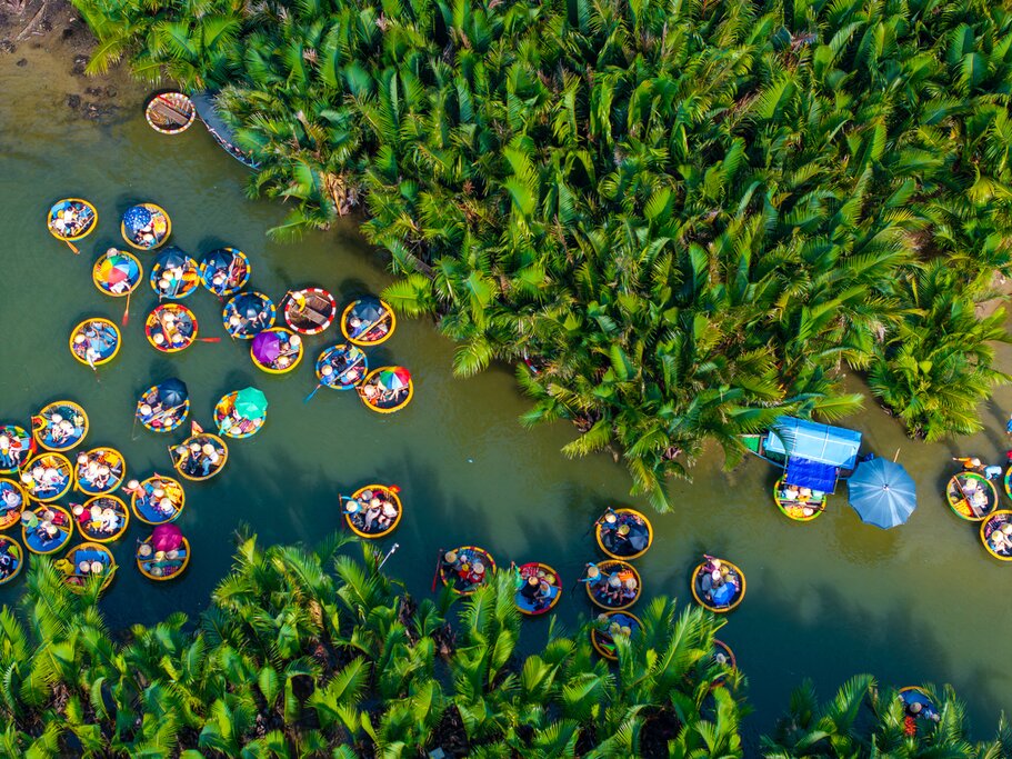Take a spin in one of the uniquely round basket boats