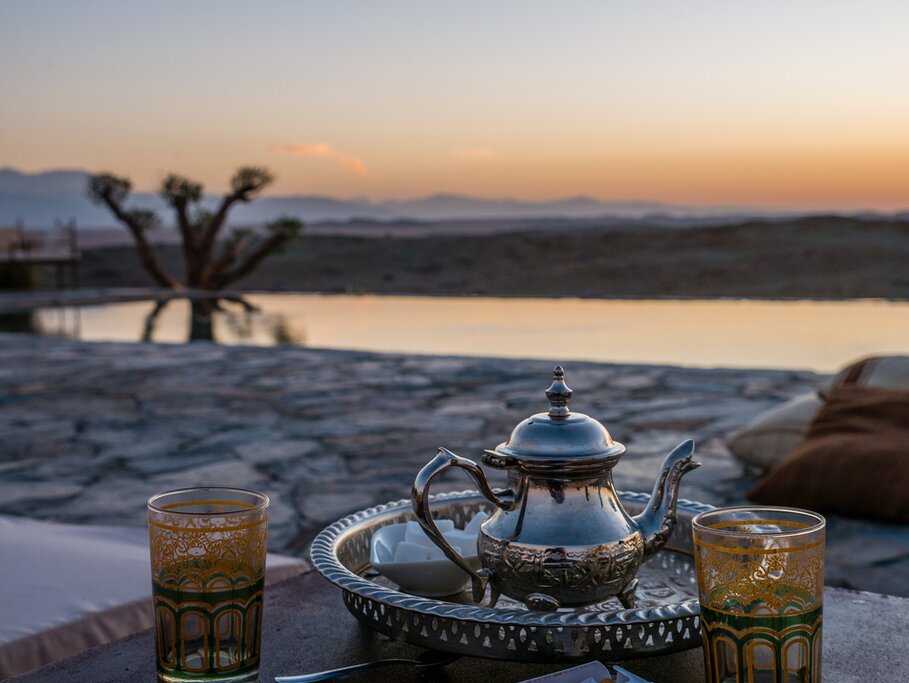 Experience the quiet of the barren Agafay Desert at a luxury camp