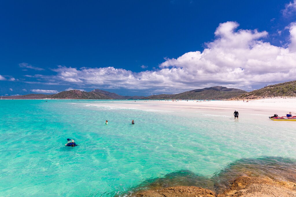 A pristine beach in the Whitsunday Islands during winter.