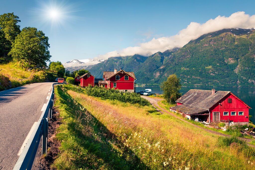 See the beauty of the Norwegian countryside, fjords, and farms near Ullensvang