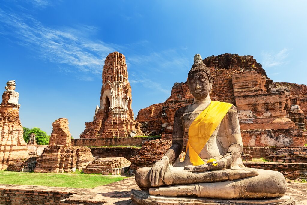 Wat Mahathat Buddhist temple complex in Ayutthaya