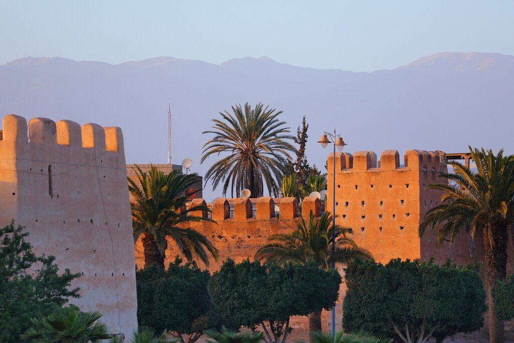 City walls and palm trees in Taroudant