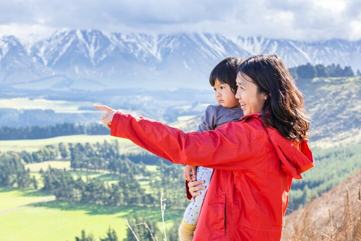 Family at Mount Cook National Park, New Zealand