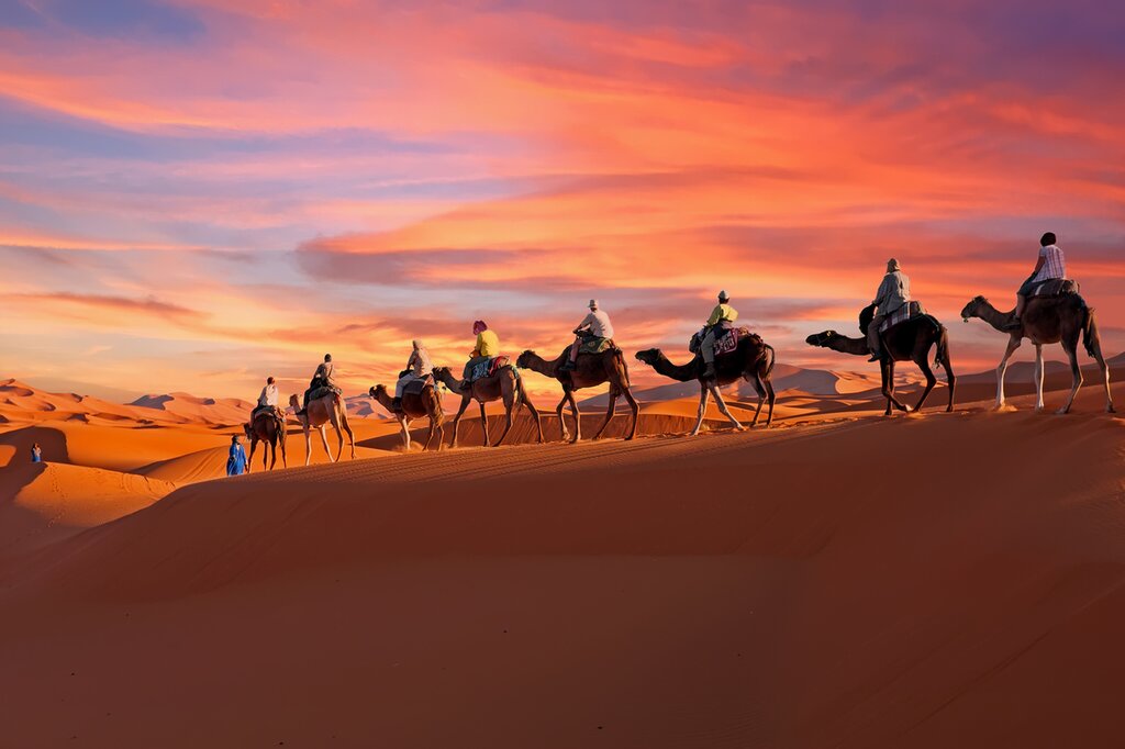 Transfer to Erg Chebbi via the Middle Atlas Mountains & Camel Ride 