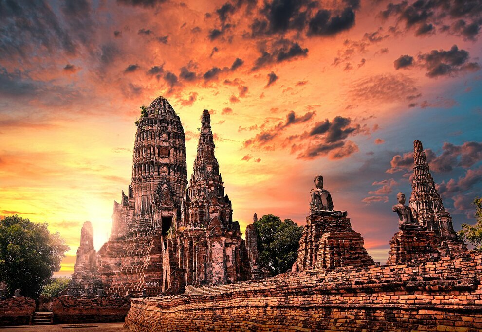 Ancient temple ruins in Ayutthaya, Thailand
