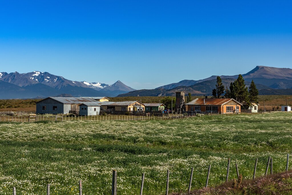 Farm on the Ultima Esperanza fjord in Puerto Natales