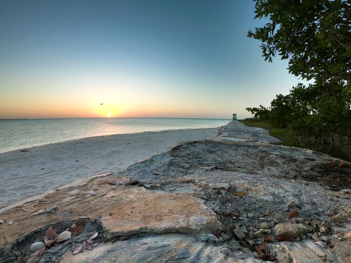 Sunset over the Ría Lagartos Biosphere Reserve on Mexico's Yucatán Peninsula
