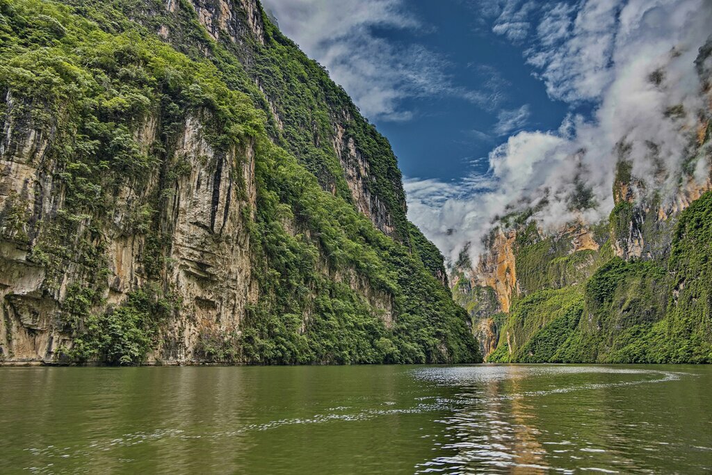 Take a scenic boat tour through the Sumidero Canyon in Chiapas