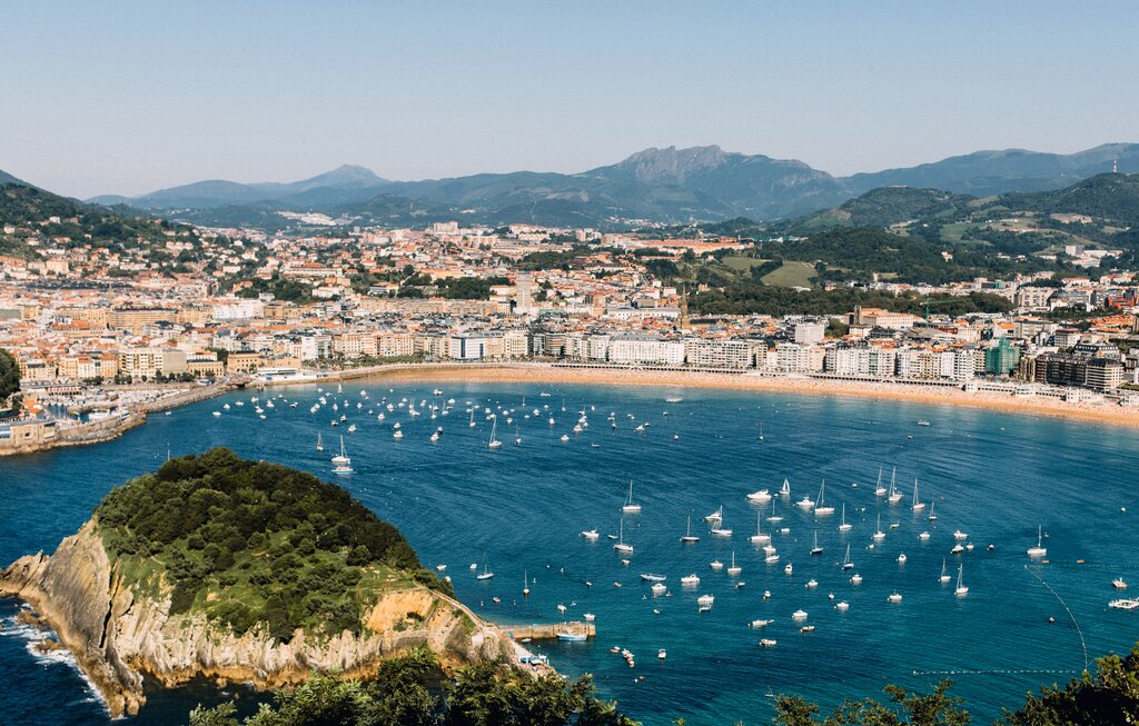 Sailboats in San Sebastián's La Concha Bay