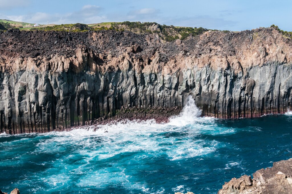 Volcanic cliffs on the coast of Terceira Island