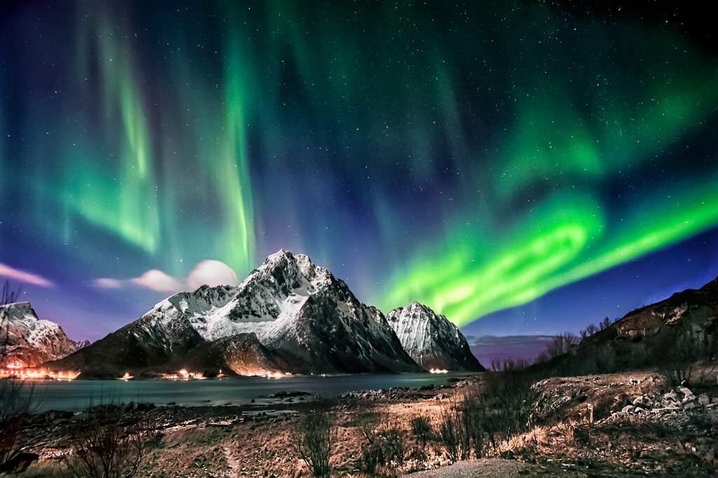 A northern lights display from the Lofoten Islands