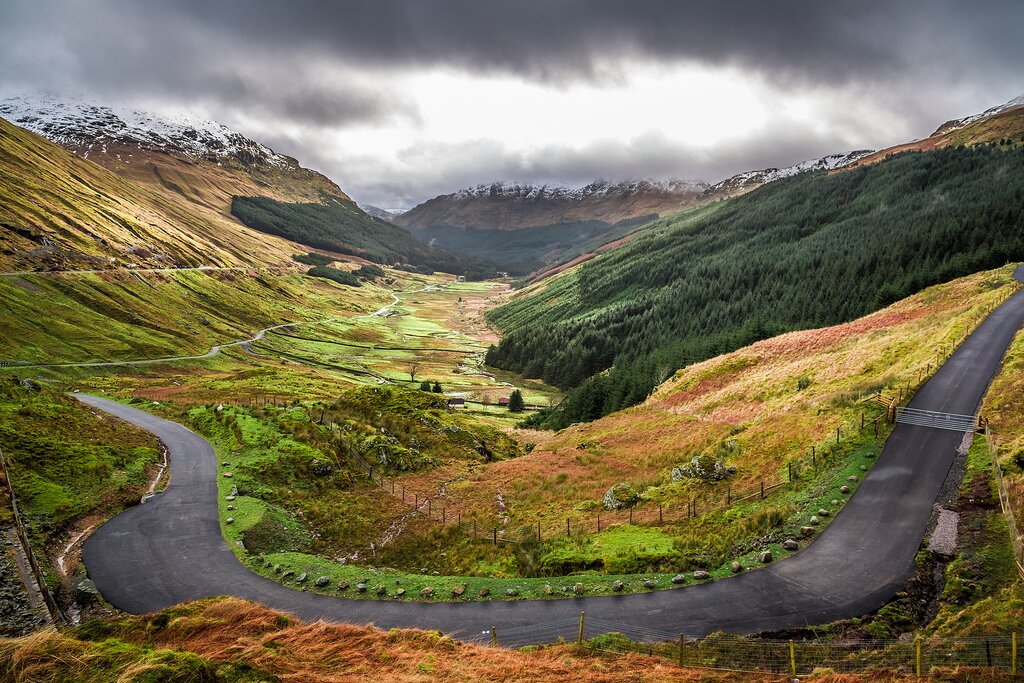 Road snakes through Glen Coe
