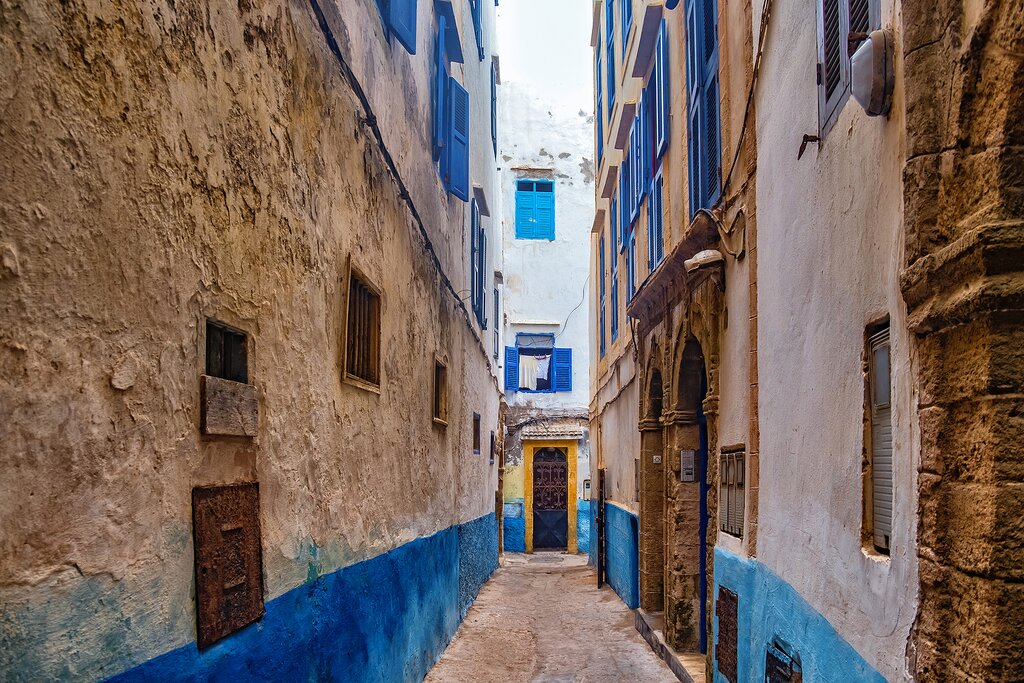 A narrow street of the medina in Essaouira