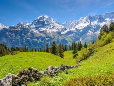 The Swiss Alps at Murren, Switzerland. Jungfrau Region. The vall